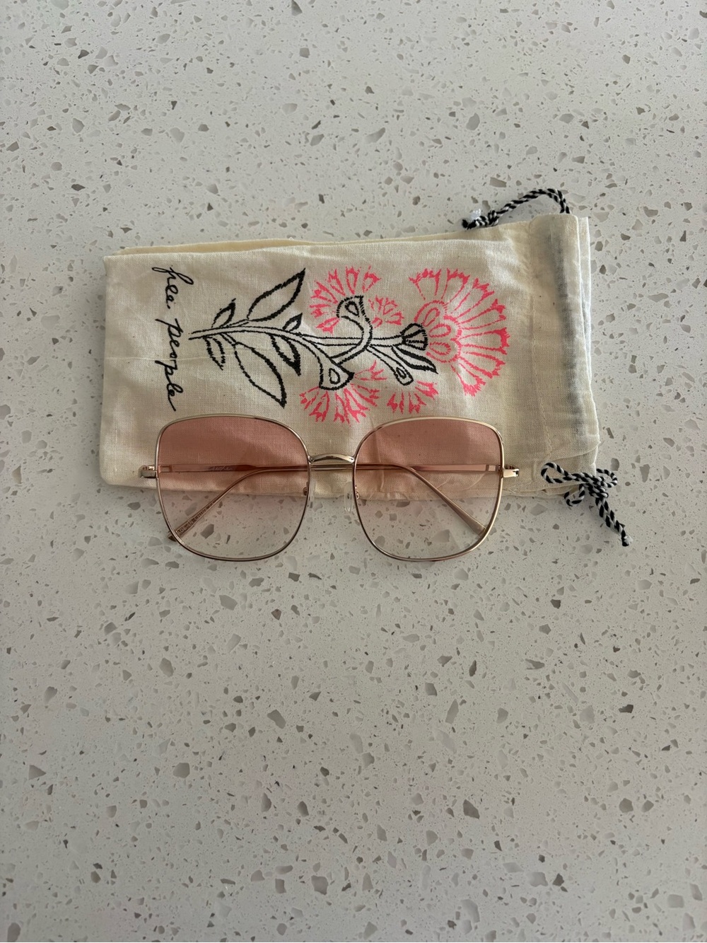 Free People Rose Gold Frame Sunglasses with Pink Gradient Lenses